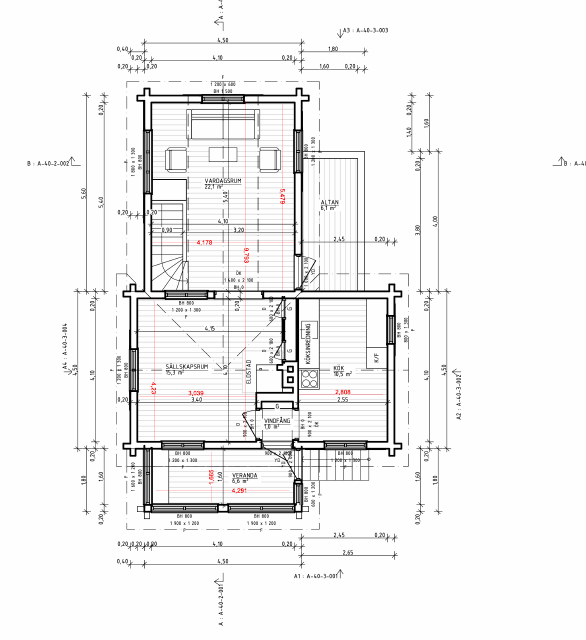 Existing house — measured plan, top floor (Sandell 2021)
