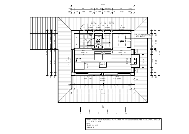 Studio — dimensioned plan, builder wall depths 145/330 mm (Sandell, 18 Jun 2026)
